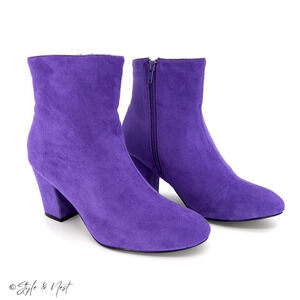 Allegra K Purple Soft Booties Block Heel Round Toe Y2K Colorful Women's Size 9